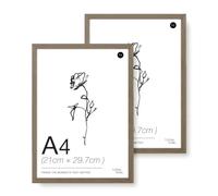 LIVINGTASTE A4 Picture Frame, 21x29.7cm Wood Photo Frame, 2 Pack Dark Oak Finish Wall Frame with Acrylic Front, Ideal for Certificates & Diplomas, Documents in Office or Home