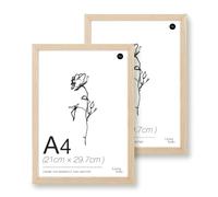 LIVINGTASTE A4 Picture Frame, 21x29.7cm Wood Photo Frame, 2 Pack Natural Oak Finish Wall Frame with Acrylic Front, Ideal for Certificates & Diplomas, Documents in Office or Home