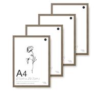 LIVINGTASTE A4 Picture Frame, 21x29.7cm Wood Photo Frame, 4 Pack Dark Oak Finish Wall Frame with Acrylic Front, Ideal for Certificates & Diplomas, Documents in Office or Home