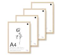LIVINGTASTE A4 Picture Frame, 21x29.7cm Wood Photo Frame, 4 Pack Natural Oak Finish Wall Frame with Acrylic Front, Ideal for Certificates & Diplomas, Documents in Office or Home