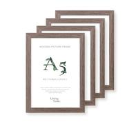 LIVINGTASTE A5 Picture Frame 14.8x21 cm Dark Oak Finish with acrylic front, 4 Pack, ideal for Kids room décor, Family photos, Desk frame