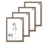 LIVINGTASTE A5 Picture Frame, 14.8x21cm Wood Photo Frame, 4 Pack Dark Oak Finish Wall Frame with Acrylic Front, Ideal for Kids Room Décor, Family Photos and Desk Frame