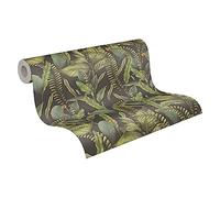 Livingwalls 394131 Non-Woven Wallpaper Jungle Black Green - Wallpaper Living Room Bedroom - Floral Wallpaper - 10.05 m x 0.53 m for 5.33 m² - Made in Germany