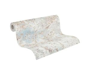 Livingwalls 396502 Wallpaper with Branches in Grey, Blue, High-Quality Floral Wallpaper with Design and Metallic Effect in Bronze, Copper, 10.05 m x 0.53 m, Made in Germany