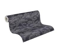 Livingwalls A.S. Création Vibes & Styles Lin Zen Branches 790011 Non-Woven Wallpaper Asian Pine Drawing Rust Red on Beige Non-Woven Surface Floral Wallpaper Trees 10.05 m x 0.53 m Blue/Grey