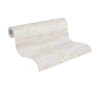 Livingwalls A.S. Création Vibes & Styles Tamika Raw Heritage Non-Woven Wallpaper - Earth Savanna Structure, Warm Browns, Vinyl Surface Stone Wallpaper Country House 10.05 m x 0.53 m, Grey/White