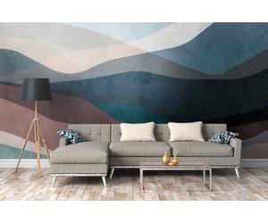 Livingwalls Abstract The Wall Non-Woven Wallpaper 3.71 m x 2.80 m Blue Brown White Made in Germany 382551 382551