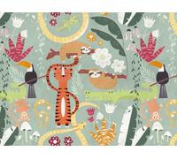 Livingwalls Animals The Wall Non-Woven Wallpaper 3.71 m x 2.80 m Multicolored Orange Green Made in Germany 383031 383031