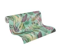 Livingwalls Anna D'Andrea Non-Woven Wallpaper Floral 10,05 m x 0,53 m - Blue, Green, Lilac, Grey - Leaves Wallpaper - 782194