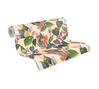 Livingwalls Anna D'Andrea Non-Woven Wallpaper Floral 10,05 m x 0,53 m - Cream, Green, Pink, Multicoloured - Leaves Wallpaper - 782101