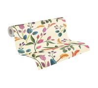 Livingwalls Anna D'Andrea Non-Woven Wallpaper Floral 10,05 m x 0,53 m - Cream, Green, Purple, Blue - Plain Wallpaper - 782111
