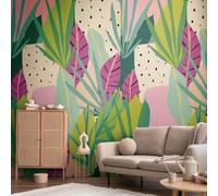 Livingwalls Anna D'Andrea Photo Wallpaper Floral 1,59 m x 2,80 m - Green, Pink, Lilac - Leaves Wallpaper - 782081