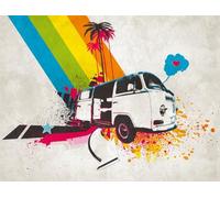 Livingwalls Car The Wall Non-Woven Wallpaper 3.71 m x 2.80 m Multicolored Grey Beige Made in Germany 383021 383021