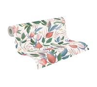 Livingwalls CosmoLiving Non-Woven Wallpaper with Floral Design in White, Green, Bright Pink, Pink Blue - 10,05 x 0,53 m Floral Wallpaper by Cosmopolitan - 790625