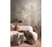 Livingwalls CosmoLiving Non-Woven Wallpaper with Forest Design in Beige, Blue, Yellow - 8,80 x 0,53 m Designer Wallpaper by Cosmopolitan - 791447