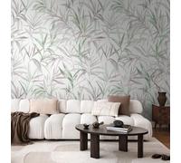 Livingwalls CosmoLiving Non-Woven Wallpaper with Leaf Design in Green, Purple, White - 8,80 x 0,53 m Floral Wallpaper by Cosmopolitan - 791452
