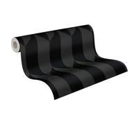 Black Geometric Wallpaper Graphic Groove Textured Vinyl AS Creation 79086-8