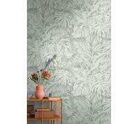 Livingwalls Cosmoplitan 791456 Photo Wallpaper with Palm Leaves Design in Grey, Green - Floral Non-Woven Wallpaper 8.80 m x 0.53 m Nature Motif