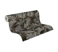 Livingwalls Cosmopolitan 791087 Non-Woven Wallpaper with Leaves Design in Black, Grey, Blue, Silver - Exotic Jungle Wallpaper 10.05 m x 0.53 m