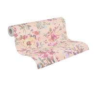 Livingwalls Floral Pattern Non-Woven Wallpaper in Pink, Metallic, Green, Pink and Yellow - Romantic Floral Wallpaper 10.05m x 0.53m by Cosmopolitan - 790613