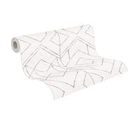 Livingwalls Geometric Wallpaper Metropolitan Stories 2 A.S. Création Non-Woven 10.05 m x 0.53 m Grey Metallic White Made in Germany 378691 37869-1