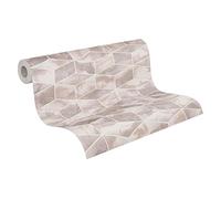 Livingwalls Geometric Wallpaper Metropolitan Stories 2 A.S. Création Non-Woven 10.05 m x 0.53 m Metallic Pink White Made in Germany 378632 37863-2