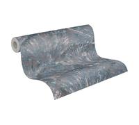 Livingwalls Hot Spots Non-Woven Wallpaper with Leaf Design in Blue, Grey, Metallic - 10,05 x 0,53 m Designer Wallpaper - 781985