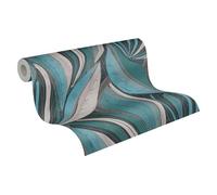 Galerie Wallcoverings Galerie Horizon Flowing Leaf Metallic Wallpaper in Teal | Size: 10050mm x 530mm Galerie Wallcoverings Teal 10050mm x 530mm