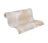 Livingwalls Hot Spots Non-Woven Wallpaper with Leaf Design in Cream, Beige, Grey, Metallic - 10,05 x 0,53 m Designer Wallpaper Made in Germany - 786731