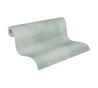 Non-woven wallpaper leaf pattern tropics green grey gloss 78673-4 (3,26£/1qm)