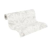 Livingwalls Hot Spots Non-Woven Wallpaper with Leaf Design in White, Grey, Silver, Metallic - 10,05 x 0,53 m Designer Wallpaper Made in Germany - 781983