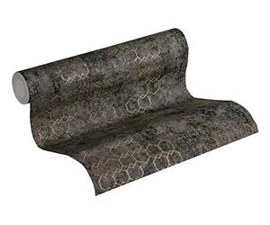 Livingwalls Luxury Wallpaper Urban Grace New Walls A.S. Création Non-Woven Wallpaper 10.05 m x 0.53 m Black Gold Made in Germany 374246 37424-6