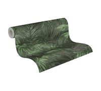As Creation Bricoflor Non-Woven Wallpaper, Leaf & Palm Wallpaper, Luxury In Green, Black, Anthracite - 10,05 X 0,53 M