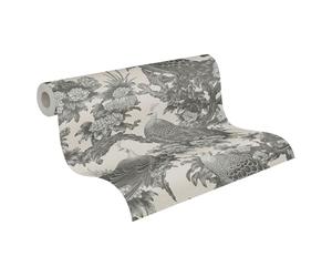 Livingwalls MICHALSKY 399823 Non-Woven Wallpaper Floral High-Quality Wallpaper with Animals in Grey, Beige