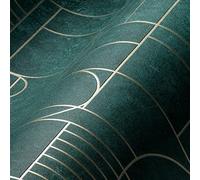 Livingwalls My Home My Spa 386993 Non-Woven Wallpaper Dark Green Gold Geometric 10.05 x 0.53 m