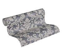 Livingwalls Non-Woven Wallpaper Diamonds Wallpaper with Ornaments Baroque 10.05 m x 0.53 m Gray Beige Silver 372701 37270-1