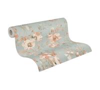 Livingwalls Non-Woven Wallpaper Floral Pattern in Blue, Grey and Pink - Romantic Floral Wallpaper 10.05m x 0.53m by Cosmopolitan - 790616
