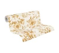 Livingwalls Non-Woven Wallpaper Floral Pattern in White, Yellow and Beige - Romantic Floral Wallpaper 10.05m x 0.53m by Cosmopolitan - 790614