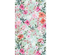 Livingwalls Non-Woven Wallpaper Flowers in Turquoise, Green and Pink - Wall Wallpaper for Various Rooms - XXL Wall Picture 2.80 m x 1.59 m