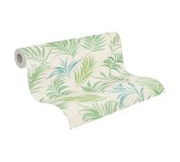 Livingwalls Non-Woven Wallpaper Leaves in White, Green and Blue - Exotic Jungle Wallpaper 10.05m x 0.53m by Cosmopolitan - 791084