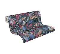 Livingwalls Non-Woven Wallpaper with Flowers and Leaves in Grey, Blue, Pink, Green and Yellow - Floral Wallpaper 10.05m x 0.53m by Cosmopolitan - 790623
