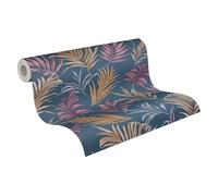 Livingwalls Non-Woven Wallpaper with Leaves in Blue, Red, Yellow and Purple - Exotic Jungle Wallpaper 10.05m x 0.53m by Cosmopolitan - 791085