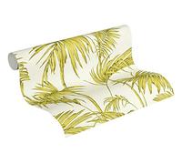 Livingwalls Palm Wallpaper Metropolitan Stories Non-Woven Lola - Paris 10.05 m x 0.53 m Green Creme Made in Germany 369194 36919-4