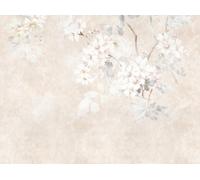 Livingwalls Photo Wallpaper Flowers in Beige, Cream, Grey - Non-Woven Wallpaper 399191 with Motif on 3.71 m x 2.80 m - Made in Germany