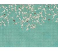 Livingwalls Photo Wallpaper Flowers in Blue, Cream, Beige - High-Quality Non-Woven Wallpaper 399211 with Motif on 3.71 m x 2.80 m - Made in Germany
