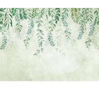 Livingwalls Photo Wallpaper Flowers in Green, Blue, Cream - High-Quality Non-Woven Wallpaper 399071 with Motif on 1.59 m x 2.80 m - Made in Germany