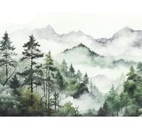 Livingwalls Photo Wallpaper Nature in Green, White, Grey - High-Quality Non-Woven Wallpaper 398991 with Motif on 1.59 m x 2.80 m - Made in Germany