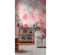 Livingwalls Photo Wallpaper with Leaves Design in Blue, Pink, Purple - Floral Non-Woven Wallpaper 8.80 m x 0.53 m Graphic Motif by COSMOPLITAN - 791551