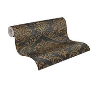 Non-woven Wallpaper ornaments baroque black gold metallic 39112-3 (4,14£/1qm)