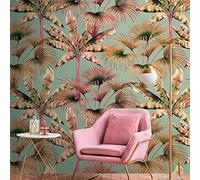 Livingwalls Travel Styles Non-Woven Wallpaper - Tropical Wallpaper in Blue and Beige - Stylish Wallpaper for Various Rooms in 1.59 m x 2.80 m